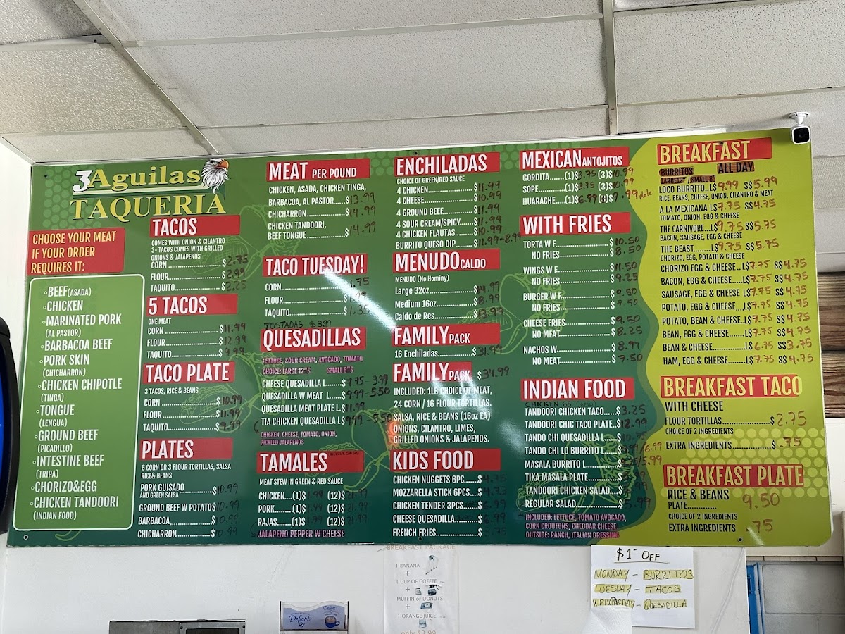 Menu 3 Aguilas Taqueria - Annapurna-1